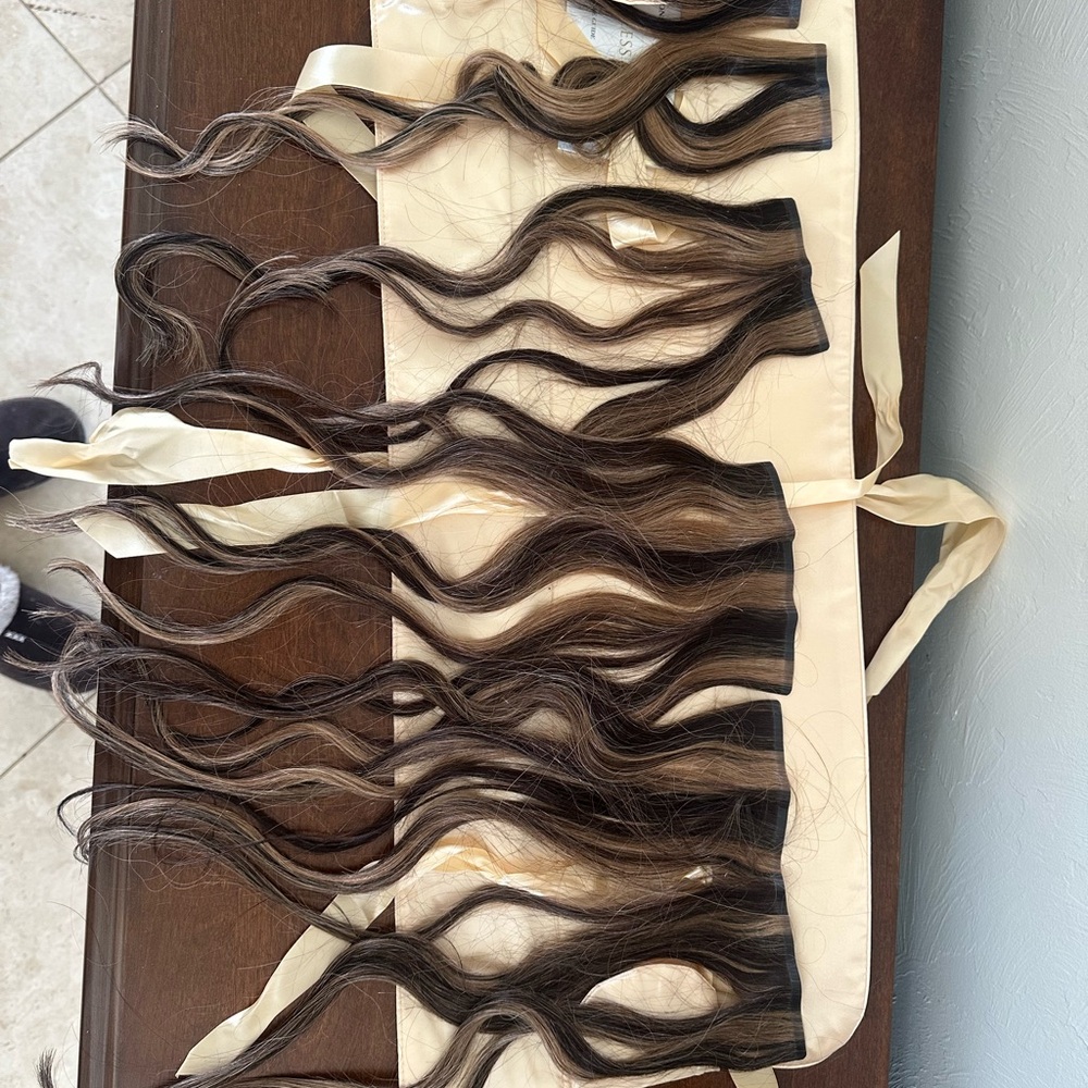 Brown Hair Extensions with Blonde Highlights